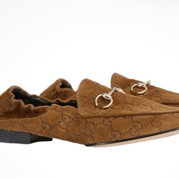 Gucci Brown Suede GG Embossed Horsebit Loafer - Picture 2 of 3